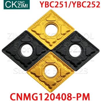 CNMG120408-PM YBC251 CNMG120408-PM YBC252 pastilhas de metal duro Externo de ferramenta para Torneamento CNC de corte de metal ferramenta de processamento de CNMG para o aço 0
