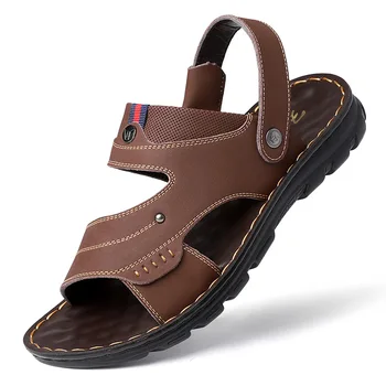 Concisa dos Homens Sandálias de Espessura-com sola Exterior de Homens de Verão, Sapatos Casuais, Confortáveis Chinelos de Dedo do pé Aberto Macio Calçado de Praia Masculino Sapatos