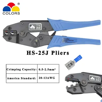 CORES HS-25J alicate de crimpagem de terminais isolados e conectores de auto-regulação da capacidade de 0,5-2.5mm2 20-13AWG ferramentas manuais 0