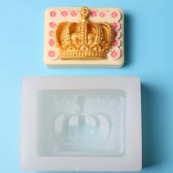 Coroa de princesa 3D Molde de Silicone Fondant Bolo de Cupcake Fronteira de Casamento Decoração Ferramenta de Cozimento Ferramenta de Chocolate Gumpaste Molde 0