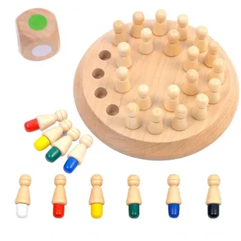 Crianças Brinquedo de Madeira jogo de Memória o Desenvolvimento de Competir de Xadrez de Aprendizagem Pré-escolar Educacional de Formação de Quebra-cabeça 3D Toy presentes para crianças 0