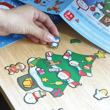 Crianças de Presente de Natal DIY Cartoon Adesivos de Santa Boneco de neve Bonito Adesivos Criança Brinquedo Quebra-cabeça DIY de Natal feito à mão Adesivos