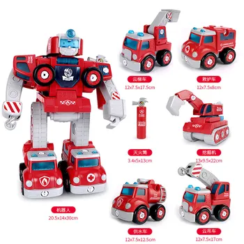Crianças desmontagem, parafusos, montagem, brinquedo de menino deformação de engenharia do veículo, educacionais 5-corpo de robô