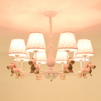 Crianças lustres, luzes da sala de estar decoração casa moderna lustre para quarto de bebê decoração do quarto cor-de-rosa cavalo de luces led brilho 2