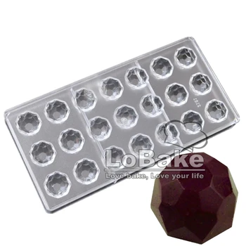 De alta qualidade novo 21 cavidades diamante Poliedro de chocolate em forma de almofada de Policarbonato molde para o DIY de cozinha acessórios para cozinha
