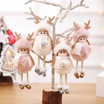 Decoração de Árvore de natal Para a Casa de Suspensão Bonito Boneca de Pelúcia Anjo Pingente de Enfeite de Natal 2019 Navidad de Natal de Dom crianças