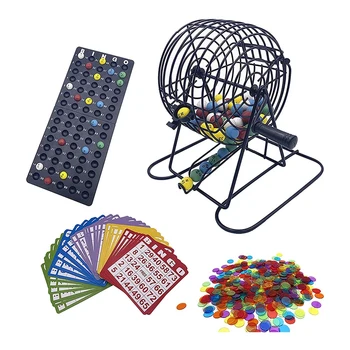 Deluxe Jogo De Bingo Conjunto Com 6 Polegadas De Bingo Gaiola, Bingo Placa De Mestre,De 75 Bolas Coloridas , 50 Cartões De Bingo, E 300 Fichas Do Bingo 0