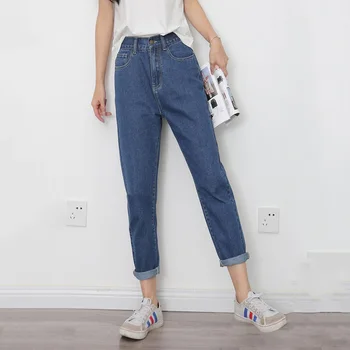 Denim, calças de brim das mulheres da Europa e a nova retro com cintura Jean Haren, calças jeans 3