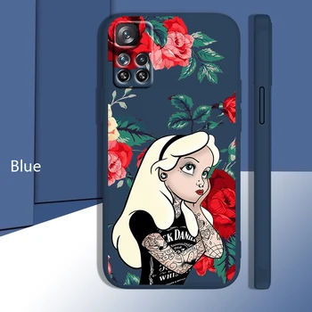 Disney Bonito Alice Caso De Telefone Xiaomi Redmi 10 10X 9 9A 9T 9AT 8 8A 7 6 K50 Jogos Pro 4G 5G Líquido de Cobertura do cabo Coque Capa