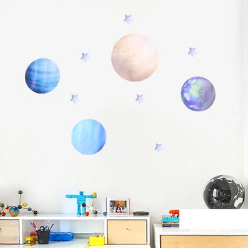 DIY Sistema Solar Adesivos de Parede, o Espaço Planeta Adesivos de Parede, Universo, Com Estrelas de Arte Murais de Parede Para Decoração de Criança de Bebê 2