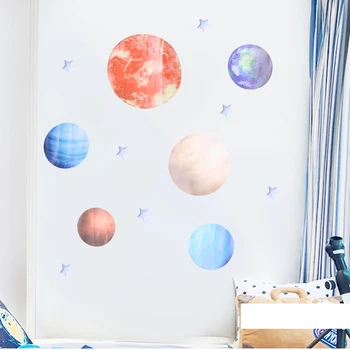 DIY Sistema Solar Adesivos de Parede, o Espaço Planeta Adesivos de Parede, Universo, Com Estrelas de Arte Murais de Parede Para Decoração de Criança de Bebê 4