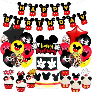 Do rato de Minnie do Mickey Mouse Tema de Aniversário de Crianças Bolo Banner Balão Definir Festa de Aniversário, Decoração de Suprimentos 0