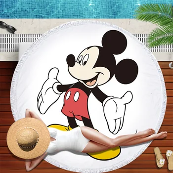Dos desenhos animados de Disney do Minnie do Mickey Stiller Flor-de impressão Franja Redonda Toalha de Banho Para Adultos E Crianças, com 150 cm de Verão Toalha de Banho
