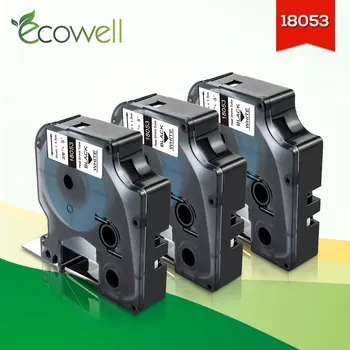 Ecowell 3pcs compatível para Dymo Rhino 4200,5200,6000,6200 Label Maker 18053 Industrial Rhino HeatShrink etiqueta do Tubo de fita 9mm