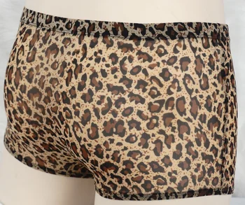 Entrega grátis dos novos homens de cueca sexy conforto biquini de estampa de leopardo casa de cueca 4