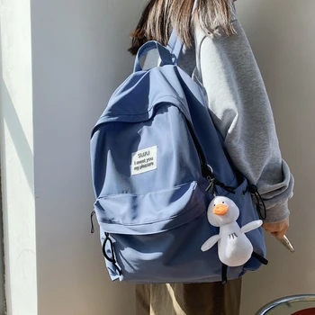 Escola secundária da mochila menina ins estilo coreano versão de estudantes universitários junior high school simples de cor sólida mochila 0