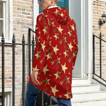 Estrela de ouro de Impressão Windbreakers Masculino Festivo do Natal Outerwear Coats Bastante Padrão de Outono Jaquetas Casuais Permeável 4XL 5XL 6XL 2