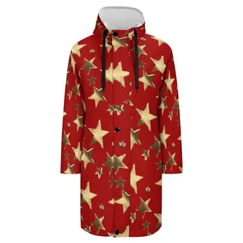Estrela de ouro de Impressão Windbreakers Masculino Festivo do Natal Outerwear Coats Bastante Padrão de Outono Jaquetas Casuais Permeável 4XL 5XL 6XL 3