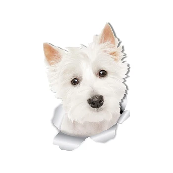 Etiqueta do carro do West Highland White Terrier, Adesivo de Parede, Frigorífico, Wc Bonito Westie Cão Rasgado Rasgado Decalque 13 cm X 8,9 cm 0