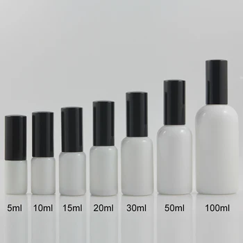 Exemplo de embalagem 5ml conjunto de viagens de cosméticos garrafa com balck bomba de alumínio e tampas