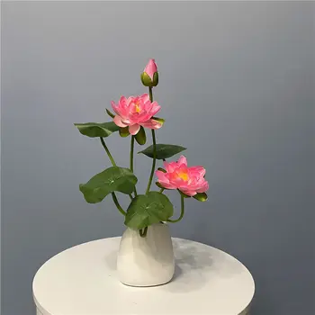Falso Lotus Buquê de Flor Artificial Realistas Lírio de Água Micro Paisagem para o Casamento de Jardim Falso Plantas 0