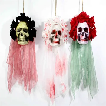 Fan Sudário flor Espírito crânio Gaze cachecol Quente de vendas na Europa e América simulação de horror ossos humanos Carnaval decorações