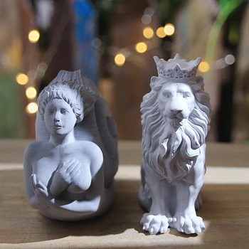 Feito a mão de molde a concha menina de vela de silicone rei leão oceano deusa aromaterapia gesso ornamentos de concreto de cimento 2