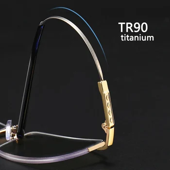 Flexíveis de Titânio Progressiva Óculos de Leitura Unissex Anti Luz Azul Presbiopia Ampliação Multifocal +150 250 Metade Rim TR90 2