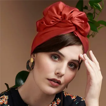 Francês Vintage Turbante Chapéu de Moda Feminina Bandana Cabeça de Mulheres de Cabelo de Capa de Senhoras Envoltórios de Cabeça Véu Muçulmano Bonnet 1