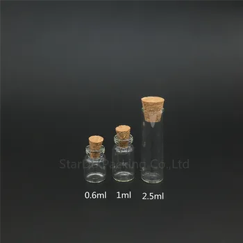 Frete grátis 100pcs/MONTE Diâmetro 13mm Pequenos que Desejam Frasco de Vidro Com rolha de Cortiça , 0,6 ml 1 ml 2,5 ml Frascos de Vidro de Garrafa Mostrar 0