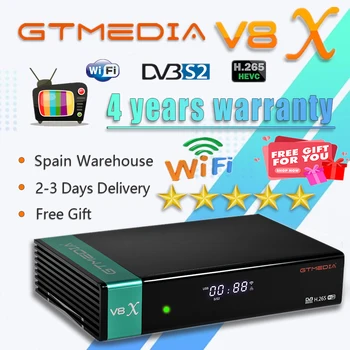 Frete grátis a partir de Espanha, DVB-S2 Receptor de Satélite GTMEDIA V8X H. 265 DVB S2 V7 S2X Fi CA Slot Scart Set-Top Box GTMEDIA V8NOVA