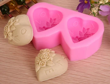 Frete grátis Modelação da rosa forma do coração sabão molde de sabão Artesanal molde de silicone sabão molde de Alta qualidade Modelação do molde