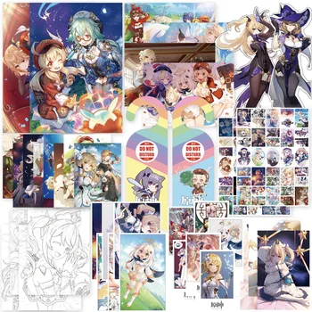 Genshin Impacto Anime Coleção Genshin Pintura Álbum De Fotos, Livro De Arte Para Colorir Livros Brinquedo Cartaz Presentes A4