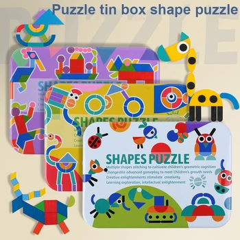 Geometria do Quebra-cabeça para Crianças, Brinquedos jardim-de-Infância de Inteligência Tangram em Madeira de Crianças de Educação infantil Criativa Brinquedos