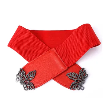 Gótico, Punk PU Grande Espartilho Cintos para Mulheres fivela Preta folha de Vestido Vermelho Cummerbunds Elástico Fino na Cintura do casaco novo Cintura Cintos 4