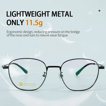 HengTai Vintage De Titânio Óculos De Armação Homens Rodada Miopia De Óculos De Grau As Mulheres Miopia Óptico Óculos 3
