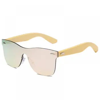 Homens na Moda de Madeira de Bambu Óculos de sol Vintage da Marca de Design sem aro Óculos de Sol Masculino Lente UV400 Mulheres Driver de Espelho de Óculos feitos à mão 3