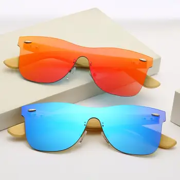 Homens na Moda de Madeira de Bambu Óculos de sol Vintage da Marca de Design sem aro Óculos de Sol Masculino Lente UV400 Mulheres Driver de Espelho de Óculos feitos à mão 5