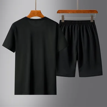 Homens Soltos Esportes Seca Rápido Terno T-shirt + Shorts de Treino Roupa de 2 peças de Curto Manga Sportswear Conjunto De Jogging 3