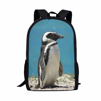 HYCOOL Personalizado Gratuitamente Penguin Impressão 3D Mochila Para Adolescentes de Viagem, Saco do Portátil de Alta Qualidade Lona Mochila Bookbags Presente