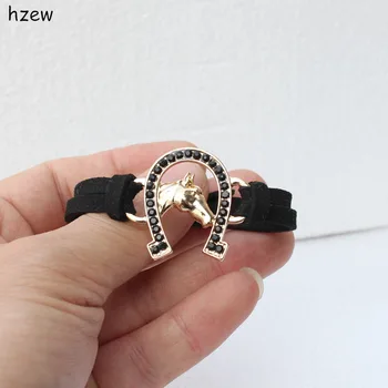 hzew Cristal Bracelete de Ferradura de Moda feminina Jóias Cavalo Pulseiras de presente de Natal 0
