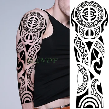 Impermeável da Etiqueta Temporária Tatuagem Totem Tribal antiga escola braço completo falso tatto flash tatoo sleeve tamanho grande para homens mulheres 0