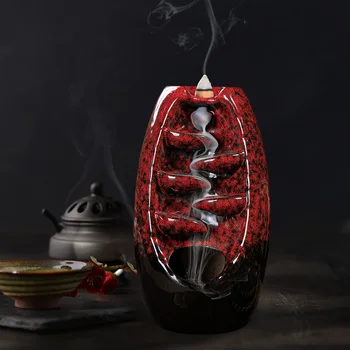 Incenso Titular de Cerâmica Refluxo Cachoeira da Fumaça Queimador de Incenso Artesanato com 50pcs Cones de Decoração de Casa de casa de chá do Aroma Incensário
