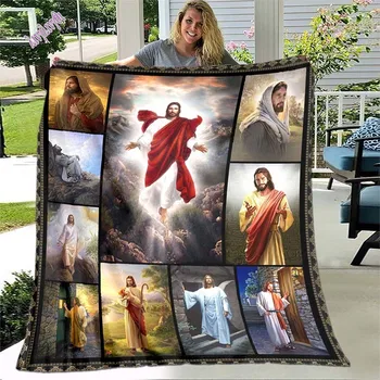 Jesus Virgem Maria Estátua da Liberdade Macio Jogar Cobertor, roupa de Cama de Flanela Sala de estar/Quarto Cobertor Quente