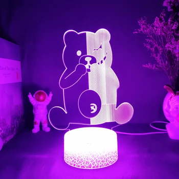 Jogo de Anime Danganronpa Figura Monokuma Robótica Urso Ilusão 3D Noite de Luz da Casa, Sala de Jogos de Decoração, Iluminação do Acento