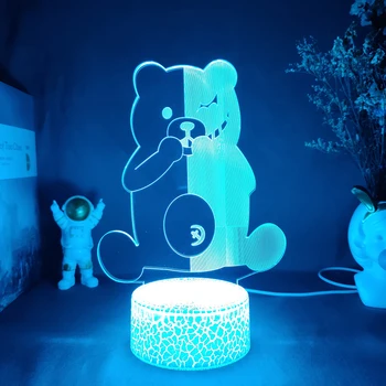 Jogo de Anime Danganronpa Figura Monokuma Robótica Urso Ilusão 3D Noite de Luz da Casa, Sala de Jogos de Decoração, Iluminação do Acento 1
