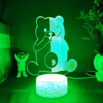 Jogo de Anime Danganronpa Figura Monokuma Robótica Urso Ilusão 3D Noite de Luz da Casa, Sala de Jogos de Decoração, Iluminação do Acento 5
