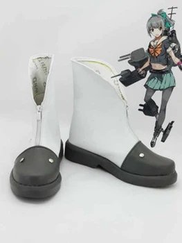 Kantai Coleção De Yubari Branco E Cinza Cosplay Botas Sapatos Mulheres Cosplay, Festa A Fantasia Sapatos Feitos Botas