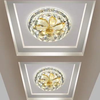 Led cristal corredor de luzes do corredor de luzes de lâmpadas do teto do alpendre luzes do hall de entrada luzes da casa redonda grande lotus vara flores 1