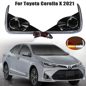 LED DRL Faróis para Toyota Corolla X 2021 2022 faróis de nevoeiro Fluindo Amarelo Transformar Signa à prova d'água 12V Lâmpada da Névoa Decoração